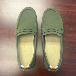 Rothy’s Driver loafers. Size 10, army green
